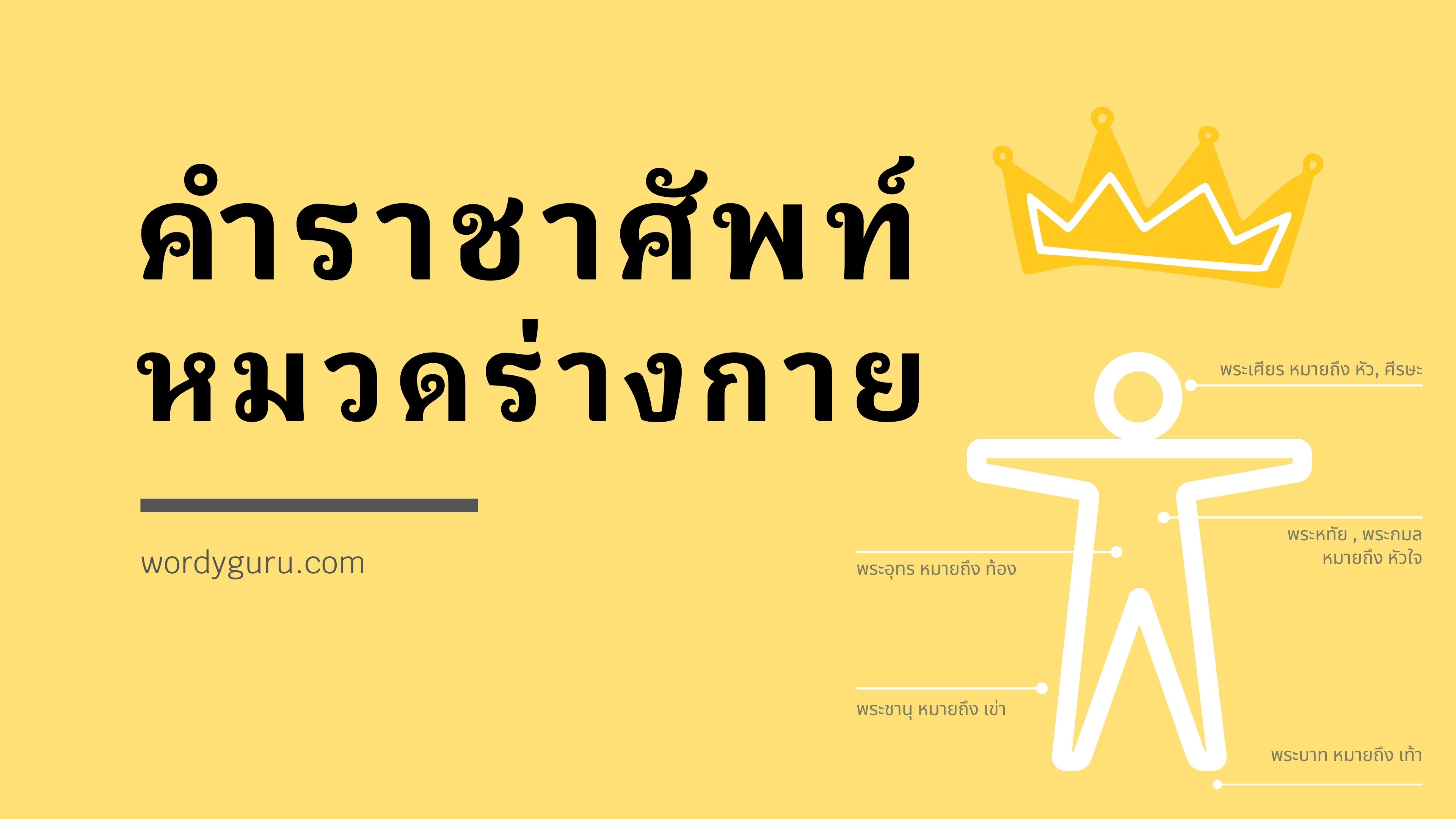 คําราชาศัพท์ หมายถึง คำศัพท์ที่ใช้กับพระมหากษัตริย์ พระบรมวงศานุวงศ์ เจ้านายตั้งแต่หม่อมเจ้าขึ้นไป ขุนนางมียศบรรดาศักดิ์ สมเด็จพระสังฆราช และพระภิกษุที่เป็นพระราชวงศ์